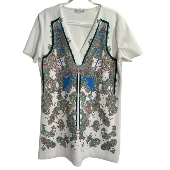 Zara White and Blue Midi Dress - Picture 6 of 9